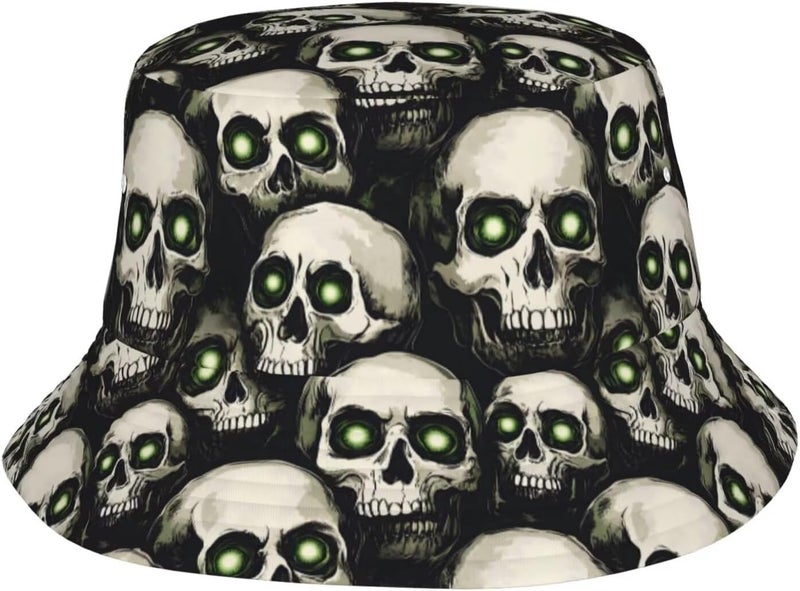YYFD Halloween Bucket Hat for Women Men Watercolor Gothic Skull Hat Holiday Party Cap Outdoor Travel Sun Caps - Image 1